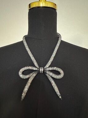 Betsey Johnson Sparkle Bow Tie Necklace